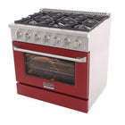 Kucht - 36 po Série KNG Cuisinière Pro Style au gaz naturel - Acier inoxydable/Rouge-Les brûleurs étanches facilitent le nettoyage de la cuisinière