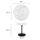 Modway - Lippa Rond de 28 po Faux marbre Table à manger, Noir Blanc-Table en marbre artificiel