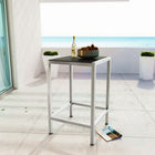Modway - Shore Terrasse extérieure Aluminium Bar Table, Gris argenté-Panneaux d’accent en bois plastique