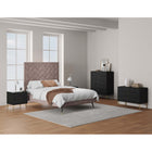Manhattan Comfort - Dumbo table de chevet moderne, commode et commode haute 5 tiroirs - noir - ensemble de 3-Comprend 9 tiroirs à extension totale conçus avec des lignes nervurées texturées verticales