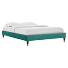 Modway - Harlow Performance Velvet Cadre complet de plate-forme, Sarcelle-Velours de performance résistant aux taches