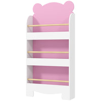 Qaba - Organisateur d'étagères à livres pour enfants à 3 niveaux - Rose-Le design peu encombrant s'adapte facilement aux espaces étroits 