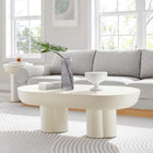Modway - Caspian Béton ovale Table basse - Blanc-Coussinets de feutre protecteurs