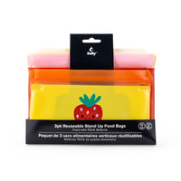 Sully - Ensemble de 3 sacs à collation PEVA -Fraise-Ensemble de 3 tailles : 2 formats moyens – 20,5 x 14,8 x 5,7 cm, 1 petit format – 19 x 11 x 5,7 cm1 Petit - 19 x 11 x 5.7cm 
