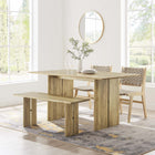 Modway - Amistad Bois de 60" Table à manger et ensemble de banc - Chêne-Places en table jusqu’à 6 places