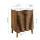 Modway - Render 24" Vanette de salle de bain - Blanc noyer-Étagère de rangement réglable