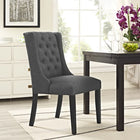 Modway - Baronet Bouton touffé Tissu Chaise à manger - Gris-Pieds en caoutchouc massif