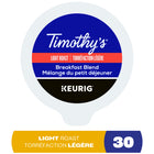 Timothy’s - Capsules K-Cup de café Mélange du petit déjeuner torréfaction légère - paquet de 30-Exclusivement pour le système d'infusion Keurig