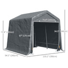 Outsunny - Tente de stockage de jardin 9,2 'x 7,9', abri à vélos robuste, gris foncé-La conception du couvercle et des parois latérales en une seule pièce permet à l'auvent de s'adapter parfaitement au cadre et offre également une meilleure stabilité 