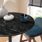 Modway - Lippa Rond de 28 po Faux marbre Bar Table, Noir-Sièges 2