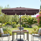 Outsunny - Parasol de patio à inclinaison réglable - 6,5 pi x 4 pi - café-Mât en aluminium antirouille avec cadre à 4 nervures en forme de "U" pour soutenir un grand auvent en polyester