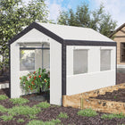 Outsunny - Serre de jardin robuste à entrée piétonne 6,6 pi x 10 pi x 7 pi-L'abri de serre protège les cultures du froid, du gel et de la grêle en hiver et stimule la croissance au printemps et en été  
