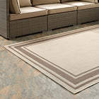 Modway - Rim Bordure solide intérieure et extérieure Tapis de comédie 8 pi l x 10 pi L - Beige clair et beige foncé-Dessous en caoutchouc de prise