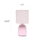 Simple Designs - Petite Round Table Lamp - Light Pink With Matching Shade-lampe est une mini-lampe la taille totale du produit est l : 5.12 x l : 5.12 x h : 10.04 et pèse 0.77 lbs. l'abat-jour mesure dia: 5.12 x h : 5.2