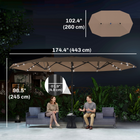 Outsunny - Parasol de patio double face - 174 po - kaki-La manivelle permet d’ouvrir et de fermer facilement la toile