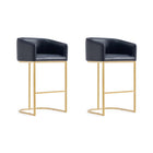 Manhattan Comfort - Louvre tabouret de bar moderne du milieu du siècle de 21" en similicuir noir et or titane - lot de 2-Tabouret de bar moderne du milieu du siècle avec dossier, parfait pour une utilisation au bar et dans la cuisine