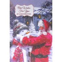 Mill Brook Studio - Cartes de souhaits Noël / Enveloppes - 5-3/8 po x 7-3/4 po - Nos Voeux: Père Noël & Bonhomme de Neige - Paquet de 18-Cartes de souhaits qualité boutique