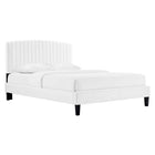 Modway - Alessi Performance Velvet Lit de plateforme complet, Blanc-Lit double moderne vintage