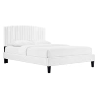 Modway - Alessi Performance Velvet Lit de plateforme complet, Blanc-Lit double moderne vintage