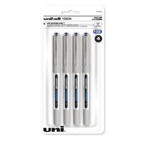 uni-ball – Stylos à bille roulante Vision – 0,7 mm – bleu – paquet de 4  -Stylos à bille roulante
