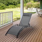 Outsunny - chaise longue inclinable de patio avec dossier réglable - gris-Appui-tête amovible pour des heures de détente