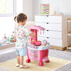 Qaba - Cuisine pour enfants avec fonction lumière et son, accessoires jouets - rose - 38 pièces-Après l’installation des piles, la plaque de cuisson émettra de la lumière et du son en réglant l’interrupteur du brûleur à gaz 