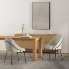 Manhattan Comfort - Lot de 2 chaises de salle à manger modernes Gracie 61,5 cm en similicuir, coloris pierre et noir-Caractéristiques du cadre et des pieds Choix entre acier noir entièrement soudé ou acier inoxydable doré