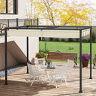 Outsunny - Pergola de patio avec auvent rétractable - 10 pi x 7 pi - blanc crème-Auvent coulissant rétractable facile contrôlant efficacement la zone d'ombre en tirant sur la bande 