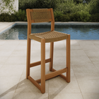 Modway - Reed 40 pouces Terrasse extérieure Bois de teck Tabourets de comptoir - Naturel-Cadre carré