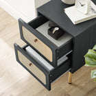 Modway - Chaucer 2 tiroirs Table de chevet, Noir-Pieds ajustables