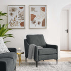 Modway - Corland Tissu rembourré Fauteuil - Charbon de bois-Rembourrage en tissu polyester