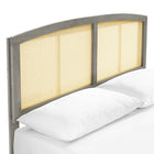 Modway - Sierra Canne et bois Lit à plateforme complet avec pieds écartés, Gris-Rubberwood Legs