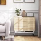 HOMCOM - Table à manger pliante à roulettes 51 po avec plateau rabattable et étagère de rangement pour 6 personnes - bois naturel-Revêtement en mélamine lisse résistant aux éraflures et facile à nettoyer 