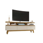 Manhattan Comfort - Meuble TV Yonkers 70,86 po style Mid-Century Modern - Blanc cassé et Cannelle-Assemblage à domicile requis Tout le matériel inclus