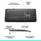 Logitech - Ensemble de clavier et souris sans fil MK540 - français-3 positions d’inclinaison (naturelle, 4 degrés et 8 degrés)
