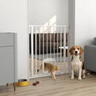PawHut - Barrière pour chien réglable 29,5-33,5 po avec porte pour chat - blanc-Permet une utilisation facile d'une seule main et une ouverture pratique dans les deux sens  
