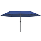 Outsunny - Parasol de patio extra-large double-face - 15 pi - bleu-Parasol à double toit de 15 pi de long pour garder l’ombre sur n’importe quel balcon, terrasse, marché de jardin ou autre