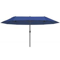 Outsunny - Parasol de patio extra-large double-face - 15 pi - bleu-Parasol à double toit de 15 pi de long pour garder l’ombre sur n’importe quel balcon, terrasse, marché de jardin ou autre