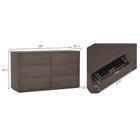Manhattan Comfort - Evelyn 60" Moderne Commode Double à 6 Tiroirs - Marron-Quincaillerie en or brossé – Des poignées métalliques fines et minimalistes apportent un contraste élégant et rehaussent l’esthétique générale avec une touche subtile de glamour