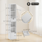 HOMCOM - Bibliothèque étroite haute à 6 niveaux avec tiroir et porte - blanc-Le design étroit s'adapte aux coins exigus, optimisant votre petit espace de vie 
