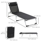 Outsunny - Chaise longue pliante avec appuie-tête et dossier réglable - noir-Rembourrage doux assurant une assise confortable