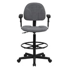 Flash Furniture - Tabouret de dessinateur ergonomique en tissu avec bras (26 à 30,5 po ou de 22,5 à 27 po haut.), gris-Tabouret de dessinateur contemporain
