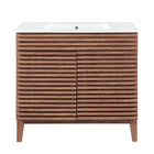 Modway - Render 36" Vanette de salle de bain - Blanc noyer-Vanité moderne du milieu du siècle