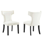Modway - Curve Performance Velvet Chaises de salle à manger Ensemble de 2 - Blanc-Cadre en bois massif