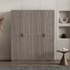 Manhattan Comfort - Cornelia 59,22 po Ensemble Moderne 2 Pièces Armoire de Rangement à 14 Étagères - Gris-Conception de porte géométrique rectangulaire verticale avec poignées de tirage en métal noir