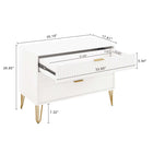 Manhattan Comfort - Dumbo commode moderne 35,19" - blanc-Poignées de tiroir horizontales glamour en métal avec finition dorée