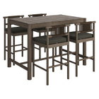 Modway - Eleni 5 pièces Terrasse extérieure Bois de teck Bar Set - Gris silex vieilli-Ensemble de meubles en bois de teck