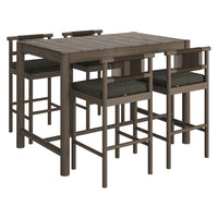 Modway - Eleni 5 pièces Terrasse extérieure Bois de teck Bar Set - Gris silex vieilli-Ensemble de meubles en bois de teck