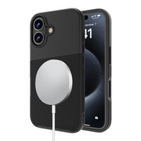 AXS - PROTech Plus MagSafe Compatible Sleek Dual-layered Anti-Shock Case for Apple iPhone 16 - Noir-Résistant aux chutes jusqu’a 10 pieds