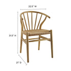 Modway - Flourish Fuseau Fauteuil d’appoint de salle à manger - Naturel-Broche arrondie à dos